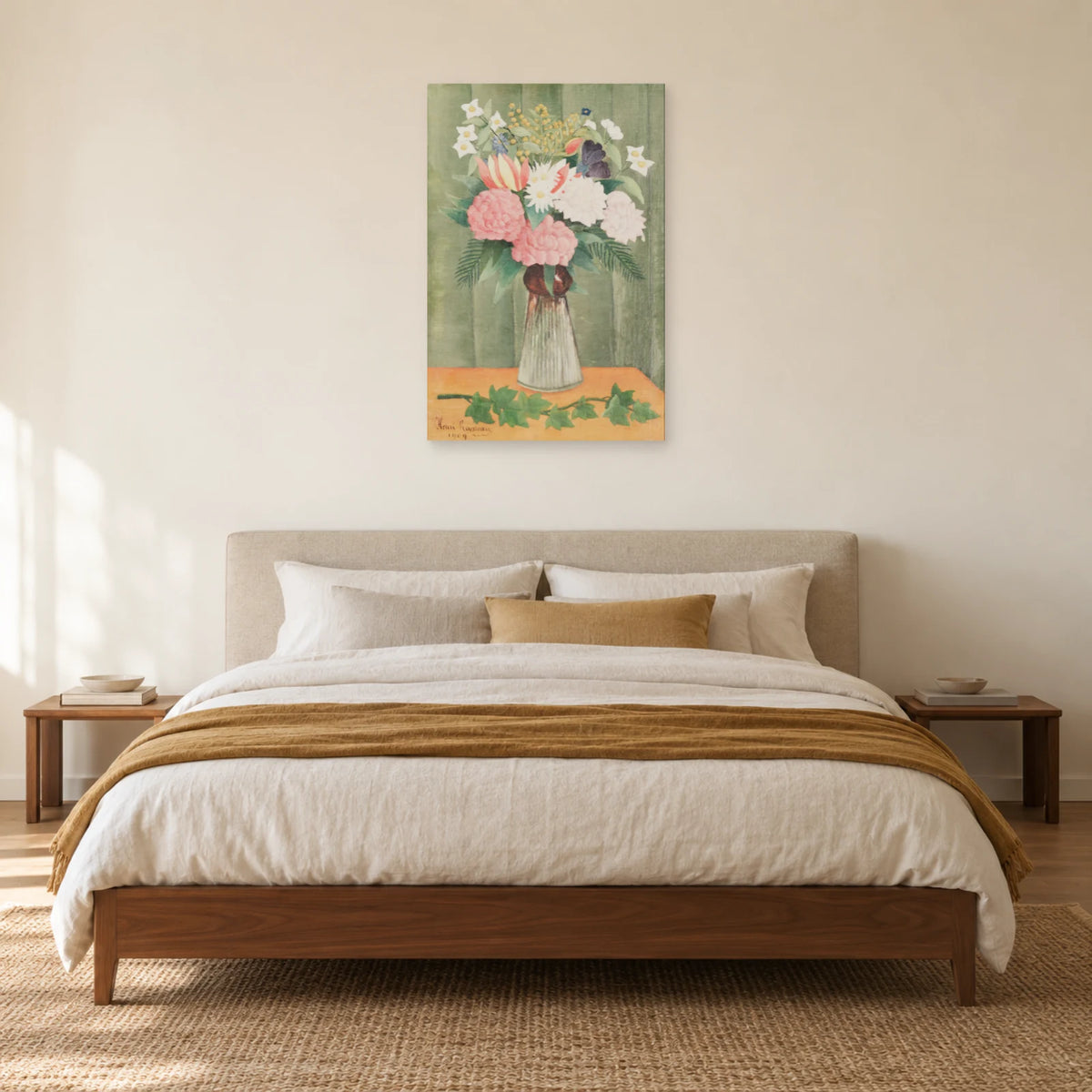 Tableau Fleurs dans un vase – Henri Rousseau dans une chambre - Art Virtuoso