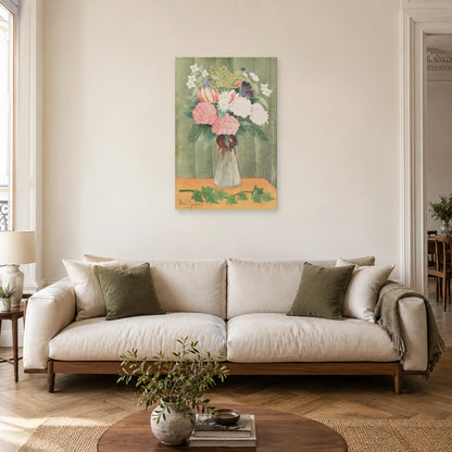 Tableau Fleurs dans un vase – Henri Rousseau dans un salon - Art Virtuoso