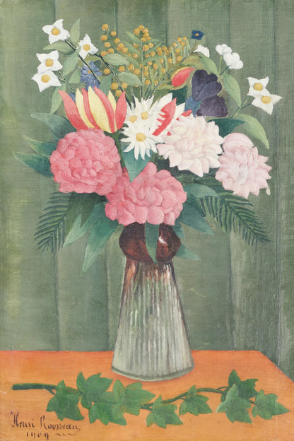 Tableau Fleurs dans un vase – Henri Rousseau - impression sur toile, format XL