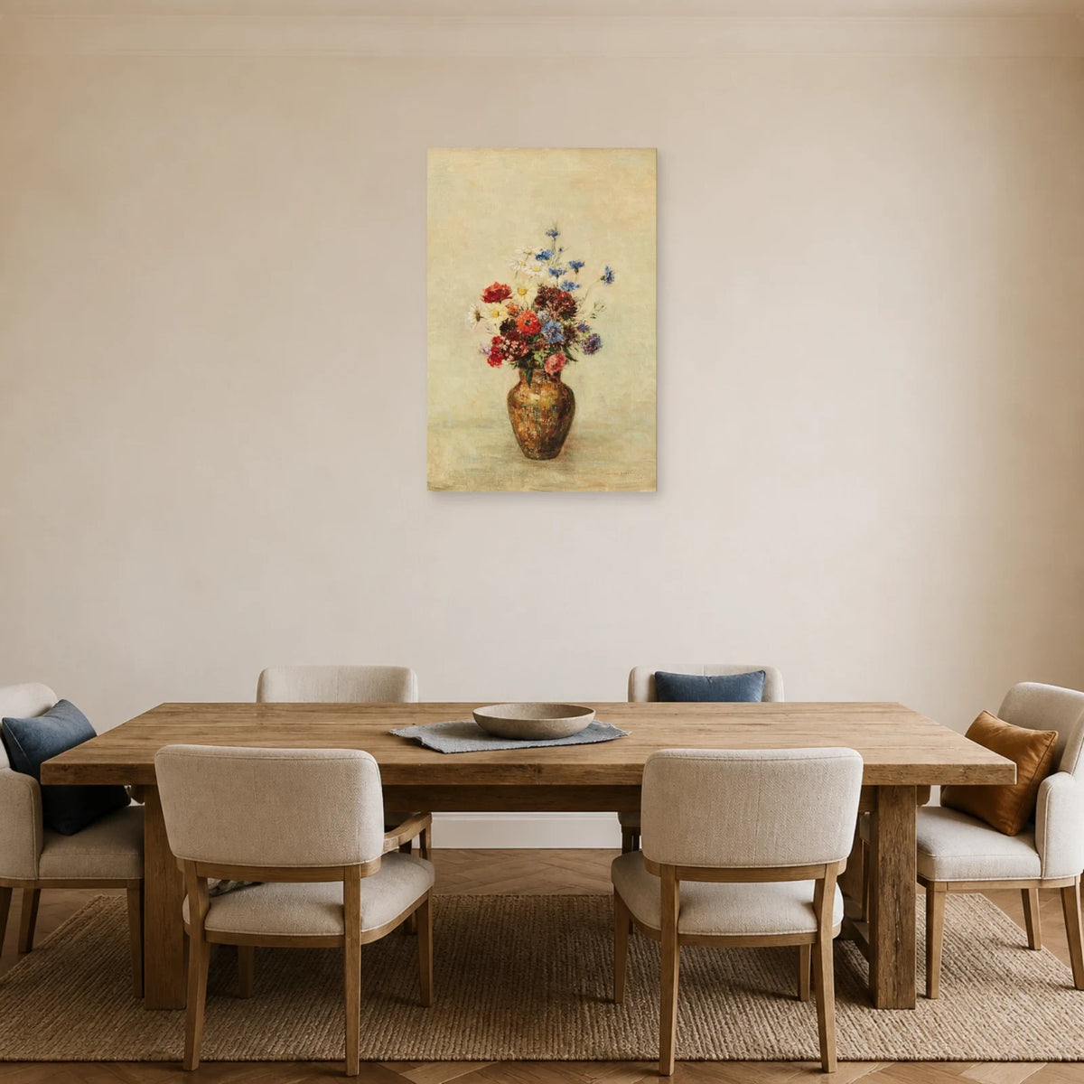 Tableau Fleurs dans un vase – Odilon Redon dans une salle à manger - Art Virtuoso