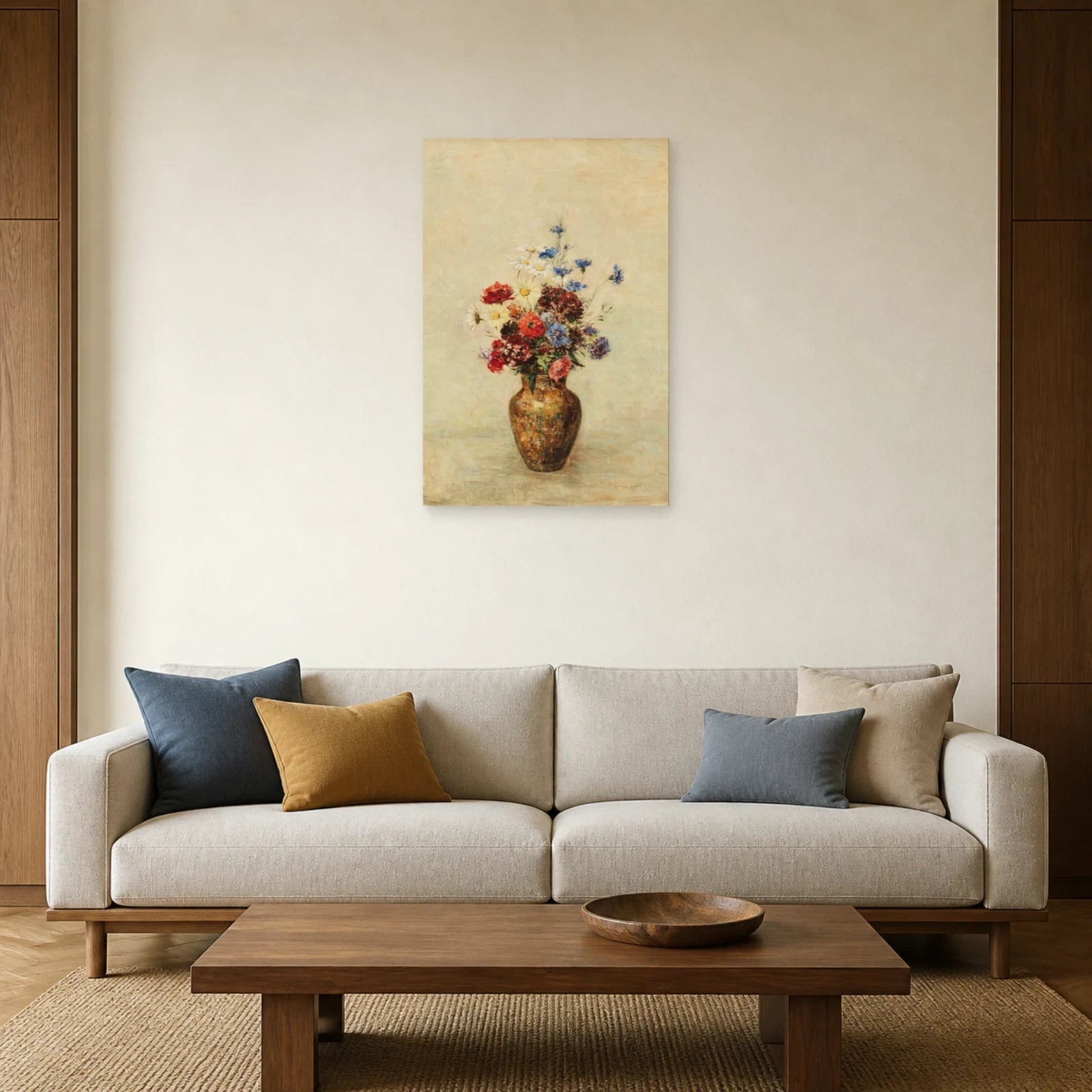 Tableau Fleurs dans un vase – Odilon Redon dans un salon - Art Virtuoso