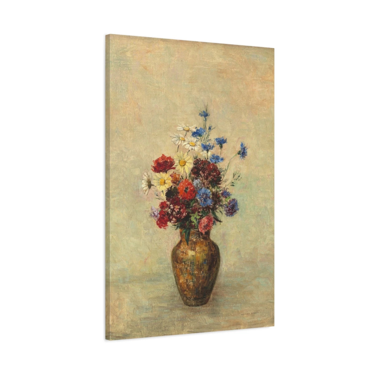 Tableau Fleurs dans un vase – Odilon Redon - toile 3D avec bords imprimés - Art Virtuoso