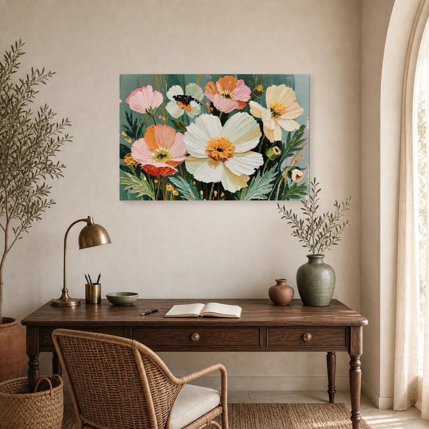Tableau Fleurs Modernes sur Toile - Jardin Graphique dans un bureau - Art Virtuoso