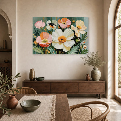 Tableau Fleurs Modernes sur Toile - Jardin Graphique dans une cuisine - Art Virtuoso