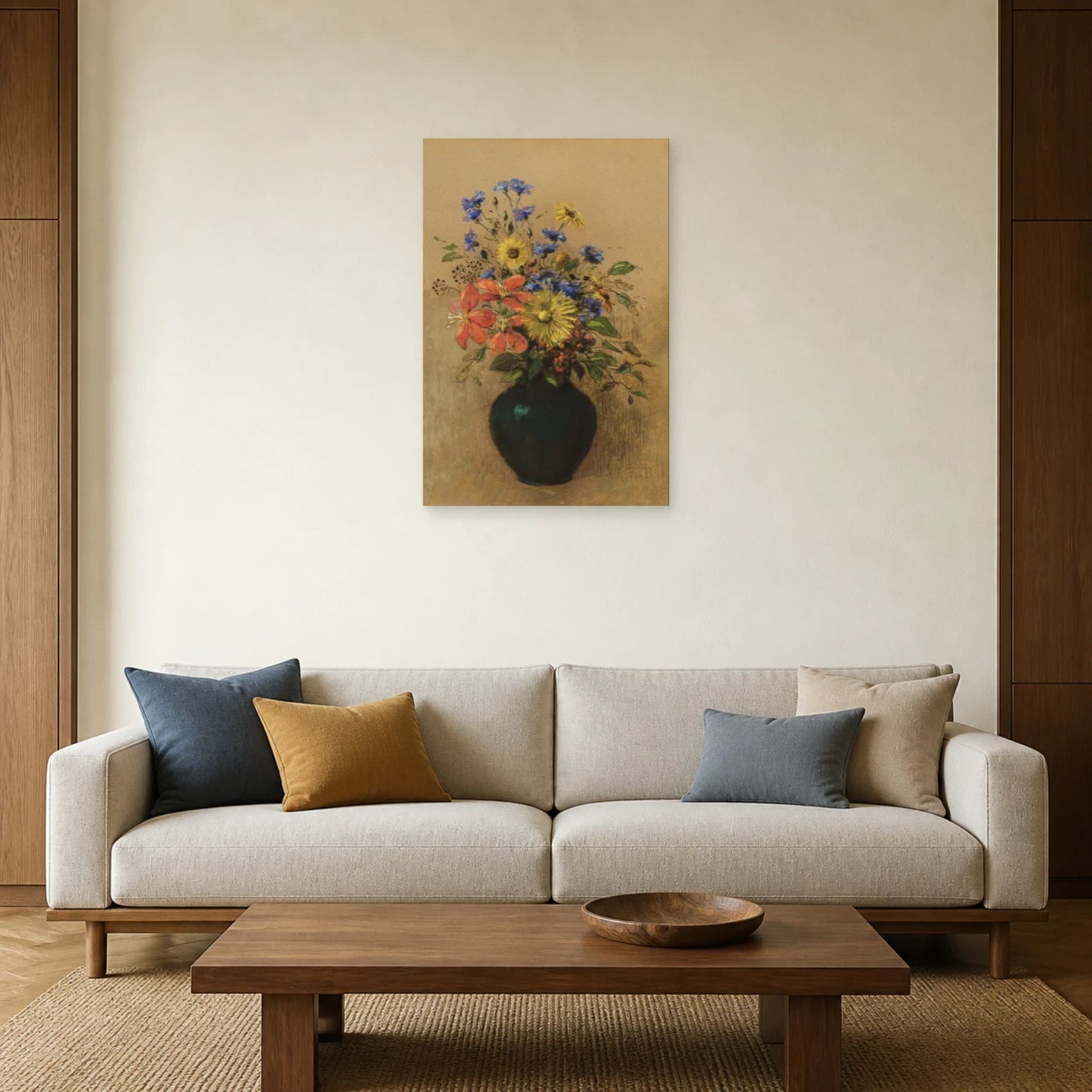 Tableau Fleurs sauvages – Odilon Redon dans un salon - Art Virtuoso