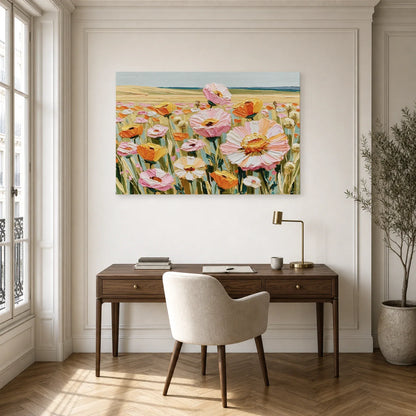 Tableau Fleurs Sauvages Prairie - Vent Clair dans un bureau - Art Virtuoso