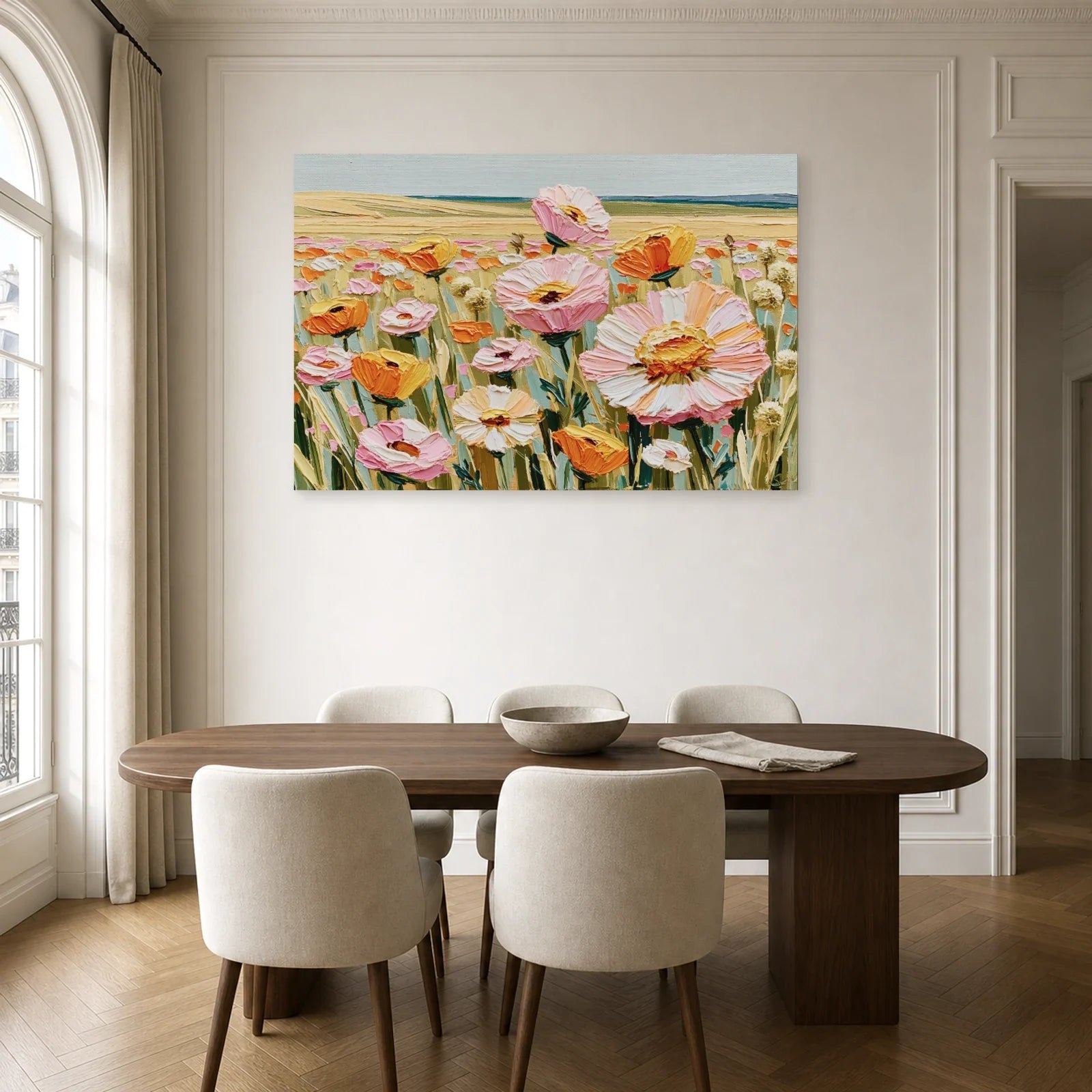 Tableau Fleurs Sauvages Prairie - Vent Clair dans une cuisine - Art Virtuoso