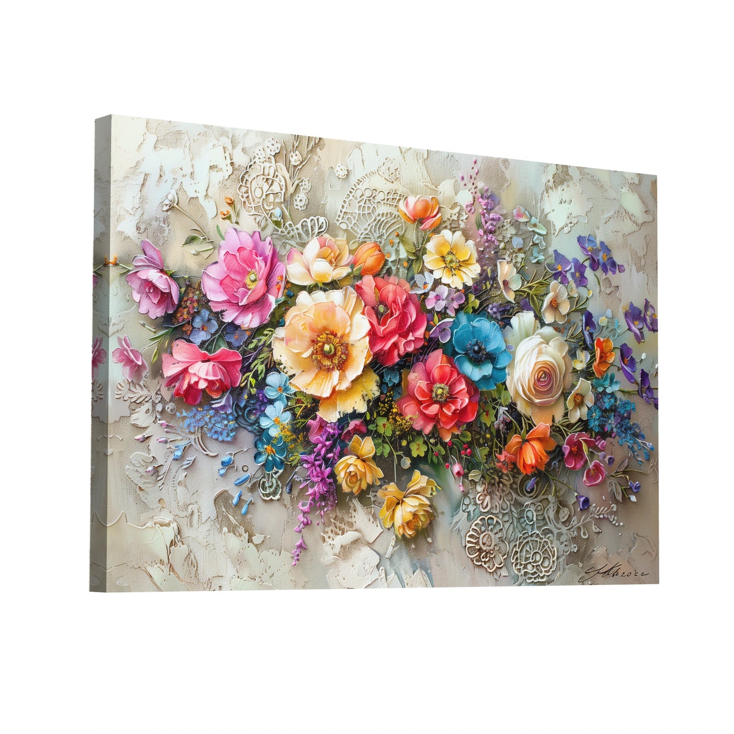 Product Hero 3D WebP Tableau Fleurs Vintage - Art Virtuoso