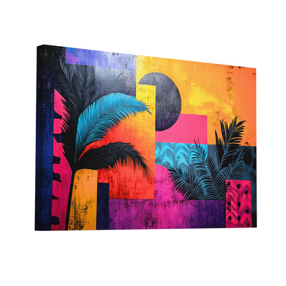 Product Hero 3D WebP Tableau Fluo Tropical : Oasis Géométrique - Art Virtuoso