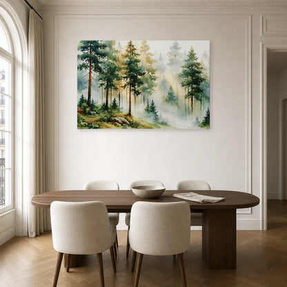 Tableau Forêt Brume Peinture - Matin Silencieux dans une cuisine - Art Virtuoso