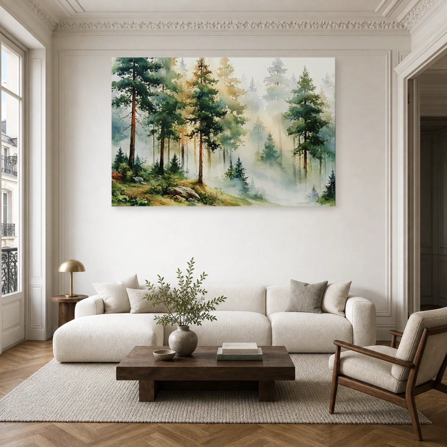 Tableau Forêt Brume Peinture - Matin Silencieux dans un salon - Art Virtuoso