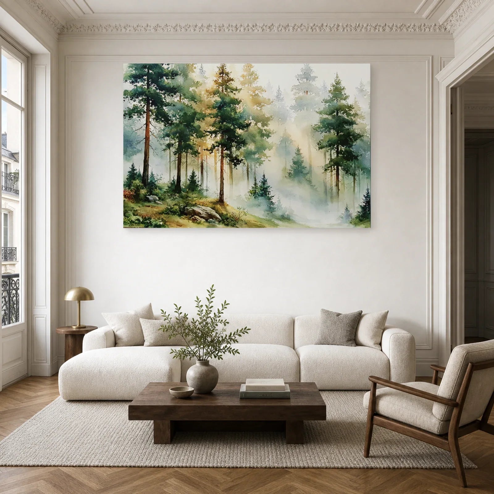 Tableau Forêt Brume Peinture - Matin Silencieux dans un salon - Art Virtuoso