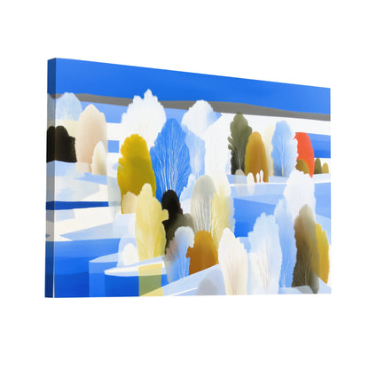 Product Hero 3D WebP Tableau Forêt Scandinave – clairières d’azur & feuillages safran - Art Virtuoso