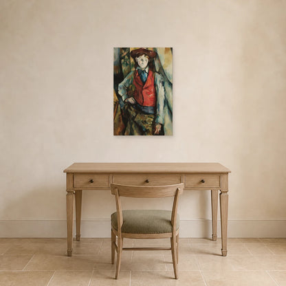 Tableau Garçon au gilet rouge – Paul Cézanne dans un bureau - Art Virtuoso
