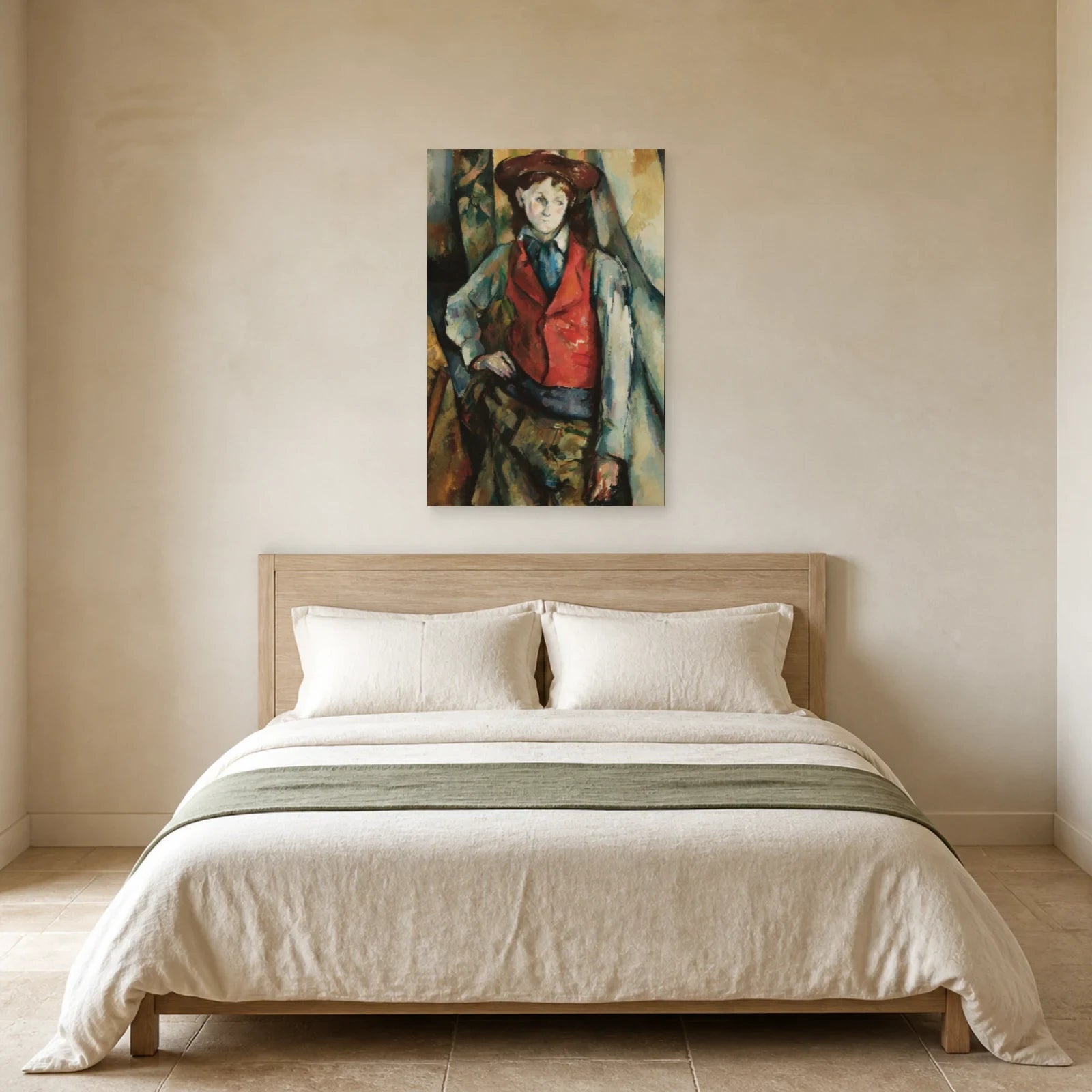 Tableau Garçon au gilet rouge – Paul Cézanne dans une chambre - Art Virtuoso