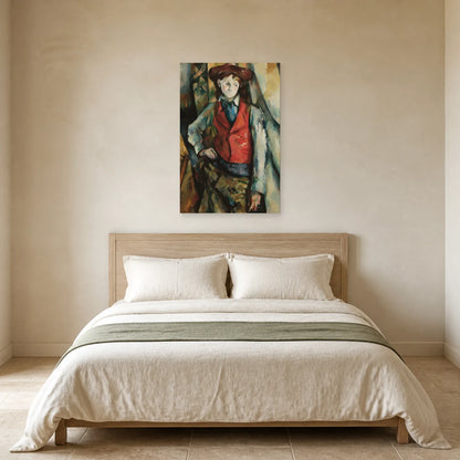 Tableau Garçon au gilet rouge – Paul Cézanne dans une chambre - Art Virtuoso