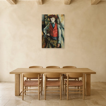 Tableau Garçon au gilet rouge – Paul Cézanne dans une salle à manger - Art Virtuoso