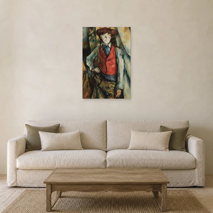 Tableau Garçon au gilet rouge – Paul Cézanne dans un salon - Art Virtuoso