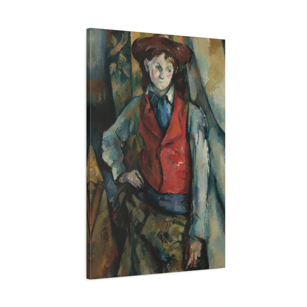 Tableau Garçon au gilet rouge – Paul Cézanne - toile 3D avec bords imprimés - Art Virtuoso