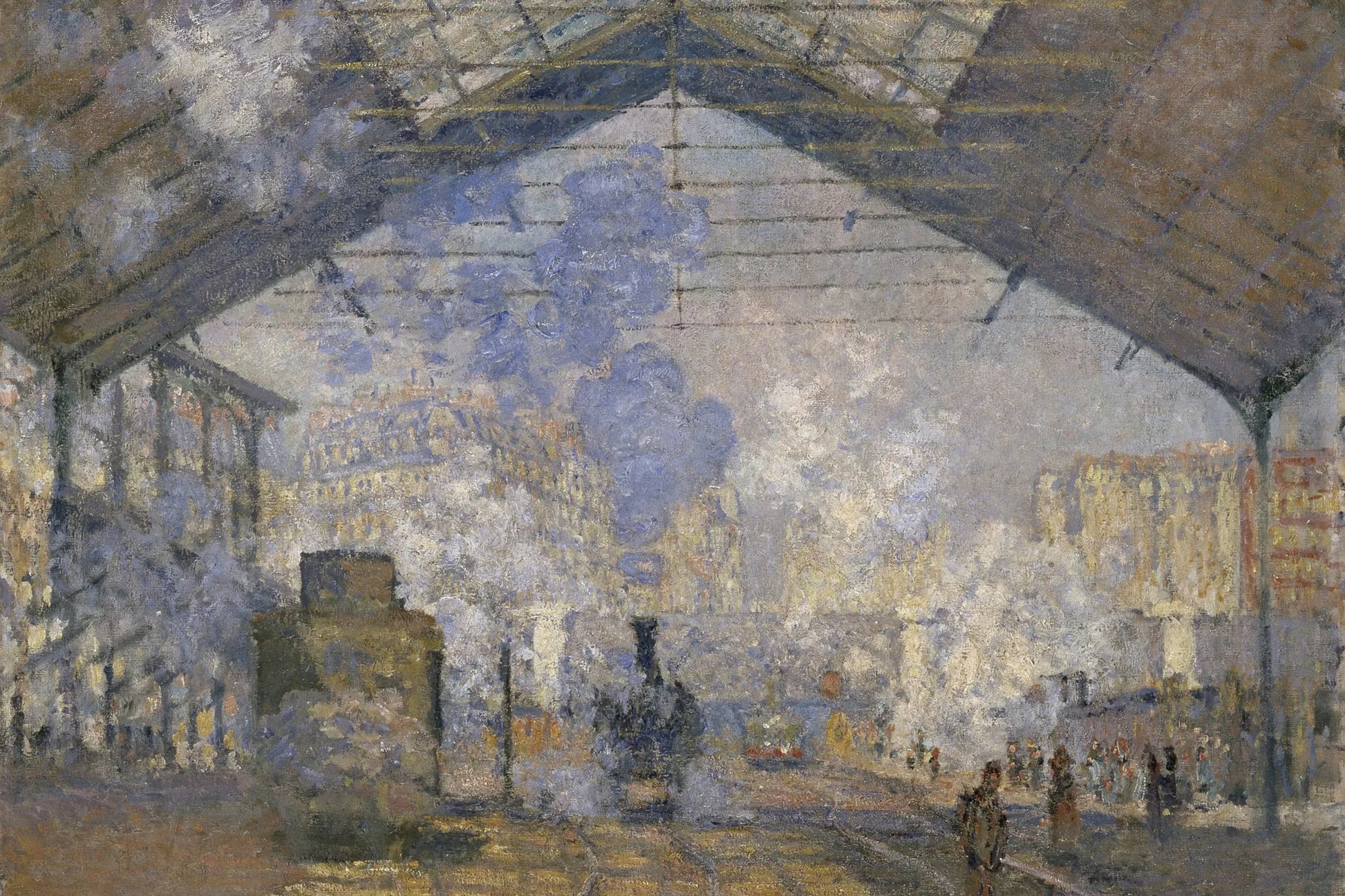 Locomotives sous la verrière de la Gare Saint-Lazare, taille S