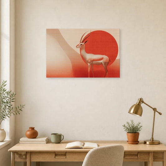 Tableau Gazelle Stylisee Terracotta dans un bureau - Art Virtuoso