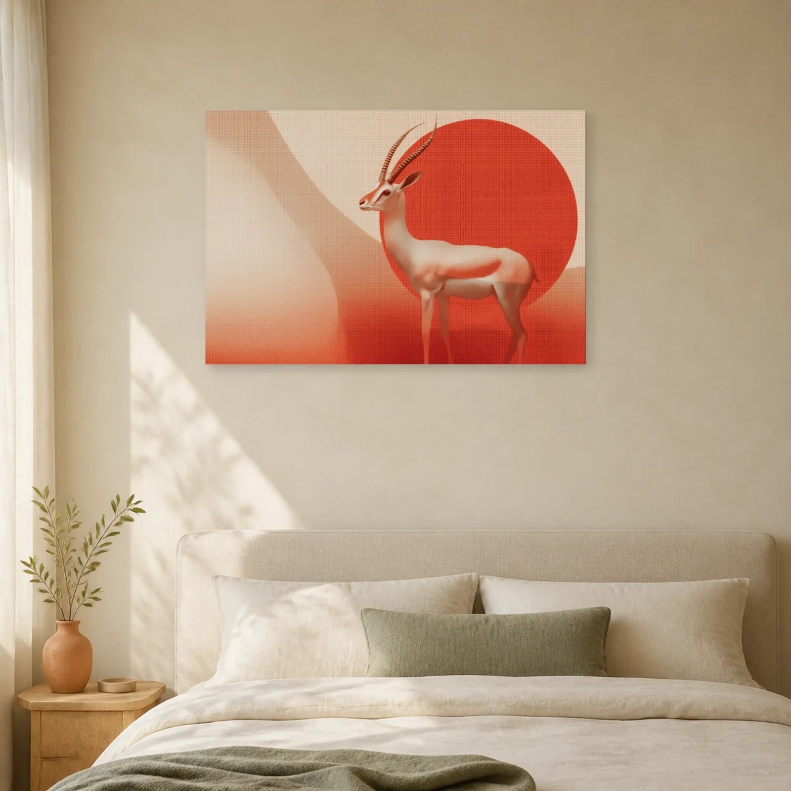 Tableau Gazelle Stylisee Terracotta dans une chambre - Art Virtuoso