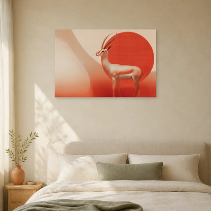 Tableau Gazelle Stylisee Terracotta dans une chambre - Art Virtuoso