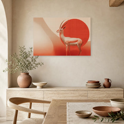 Tableau Gazelle Stylisee Terracotta dans une cuisine - Art Virtuoso