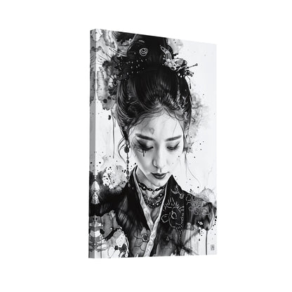 Product Hero 3D WebP Tableau Geisha Noir et Blanc - Kaori - Art Virtuoso