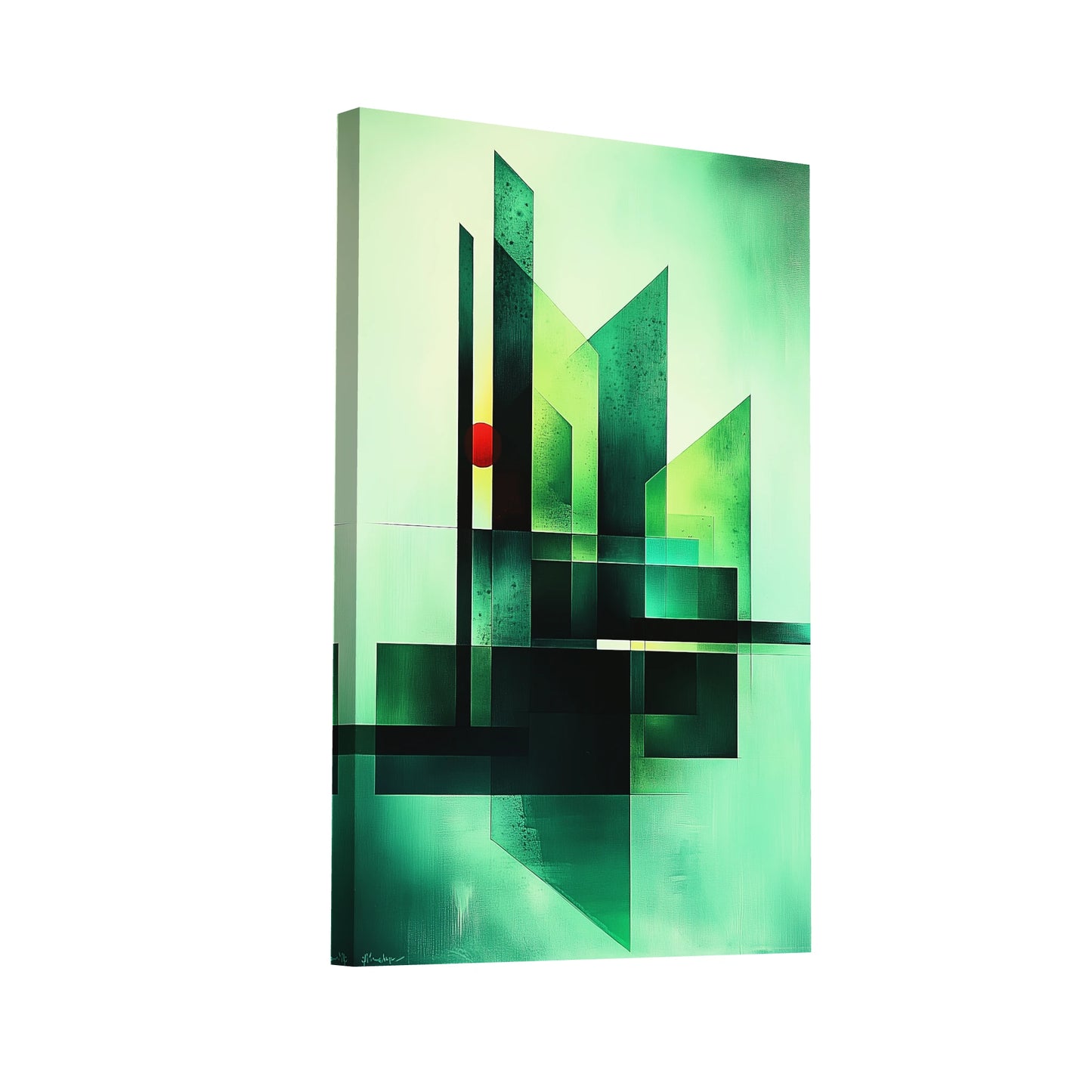 Product Hero 3D WebP Tableau Géométrique Vert - Cité Abstraite - Art Virtuoso