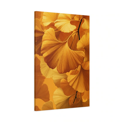 Tableau Feuilles de Ginkgo Jaune - Éventail Botanique - toile 3D avec bords imprimés - Art Virtuoso