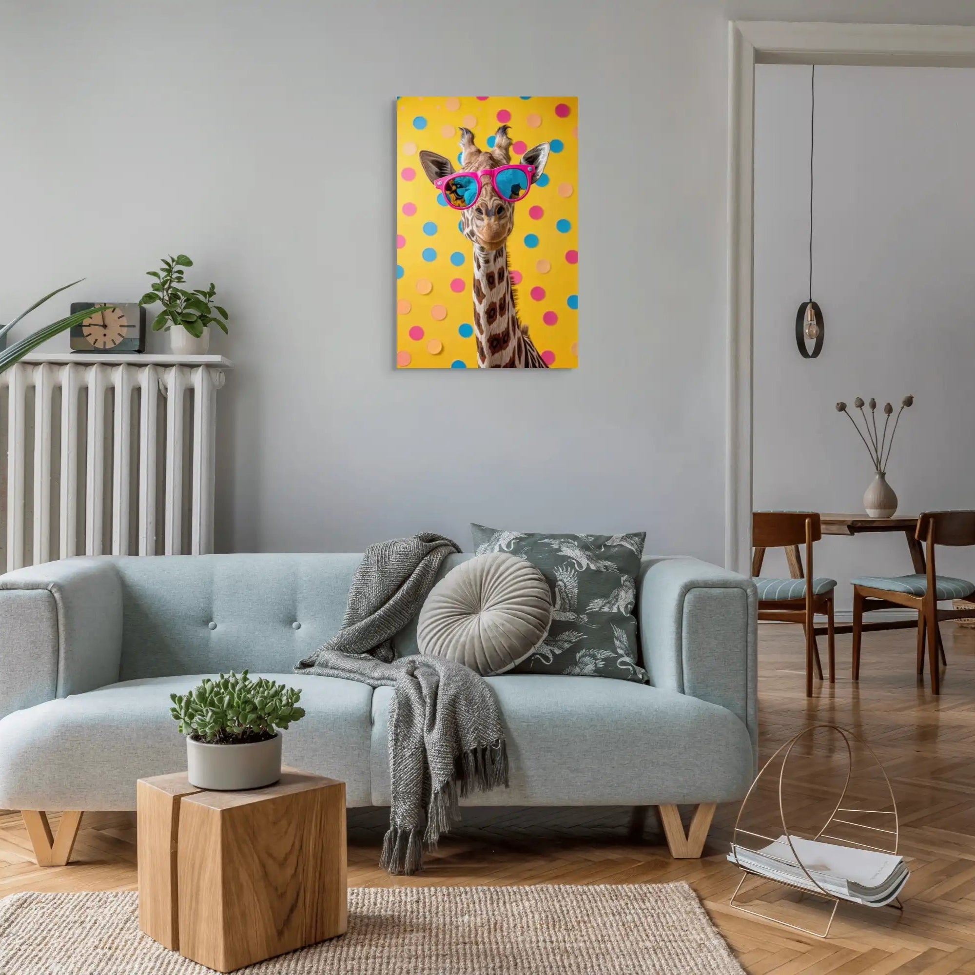 Tableau Toile Girafe Pop Art 30x45 Cm - Déco Murale Moderne - Impression HD - Châssis Bois FSC - Fabriqué En France