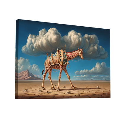Product Hero 3D WebP Tableau Girafe Surréaliste - Marche Onirique - Art Virtuoso