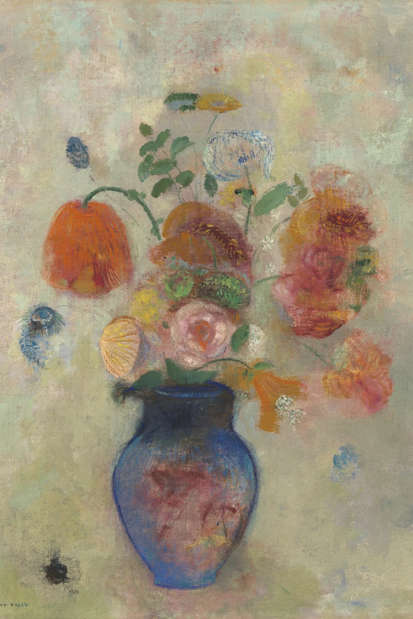 Grand vase avec fleurs d’Odilon Redon – reproduction sur toile – format M