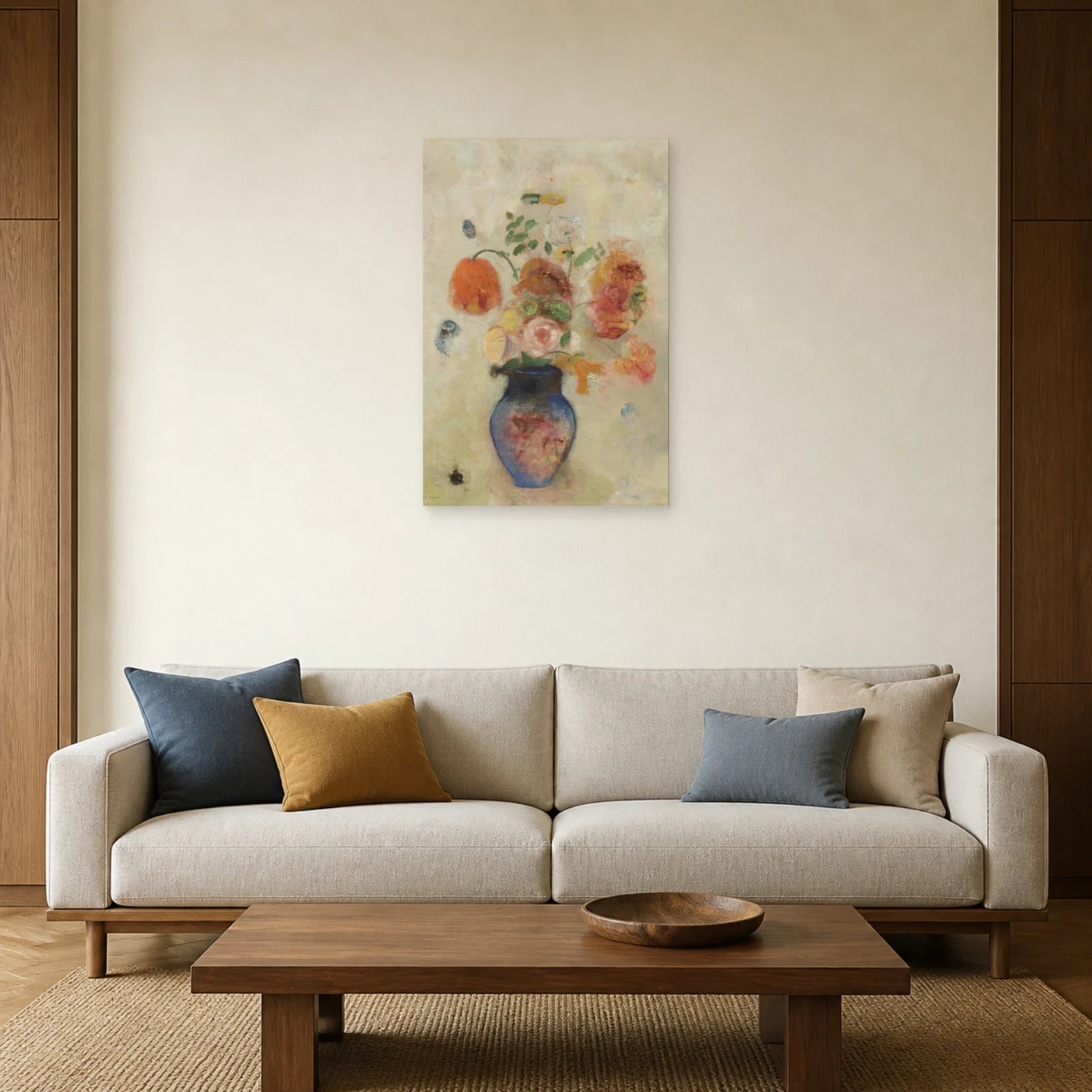 Tableau Grand vase avec fleurs – Odilon Redon dans un salon - Art Virtuoso