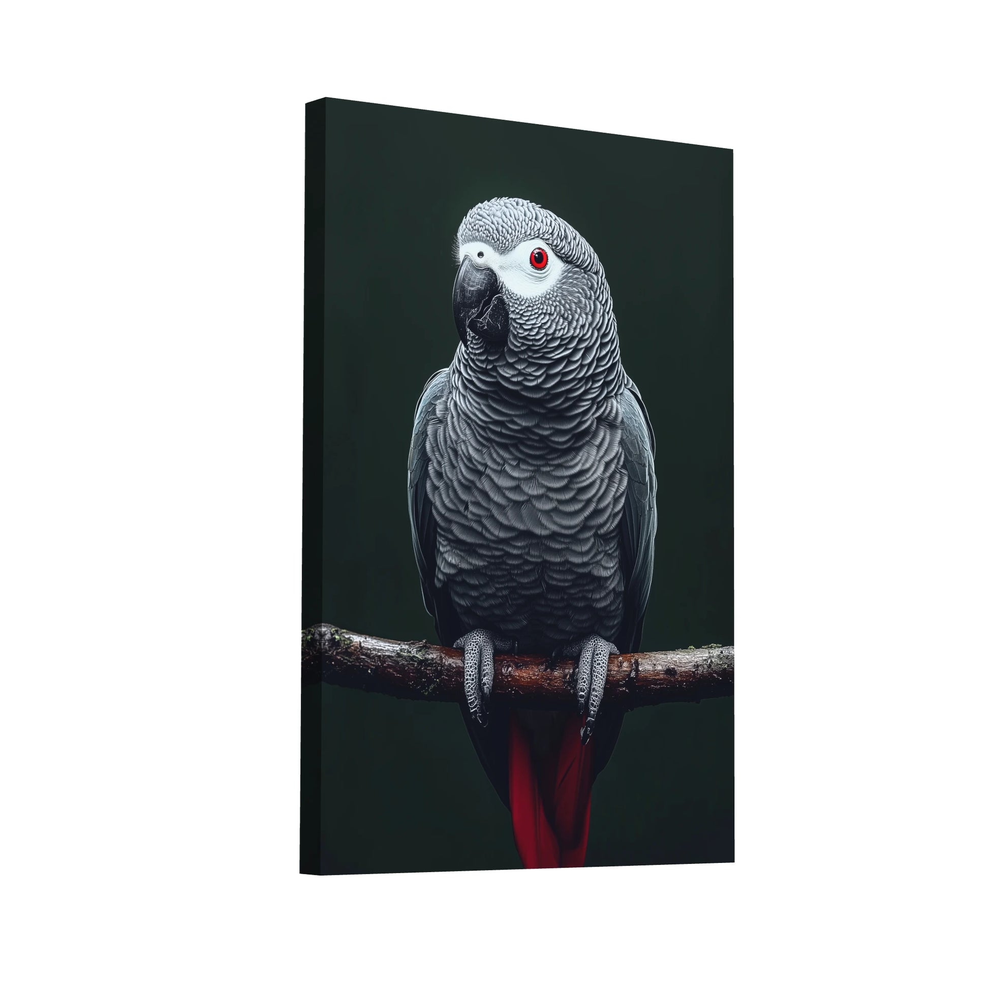 Product Hero 3D WebP Tableau Gris du Gabon - Perroquet Exotique - Art Virtuoso