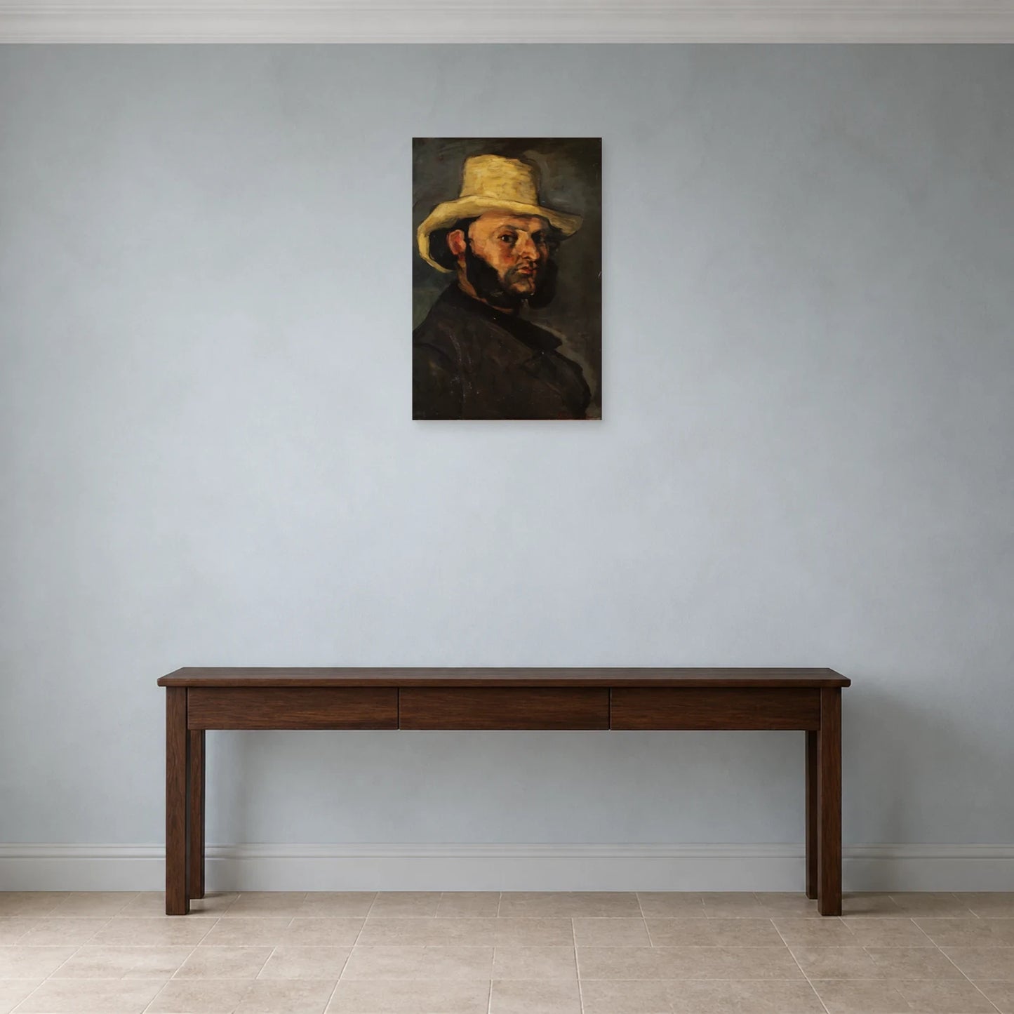 Tableau Gustave Boyer au chapeau de paille – Paul Cézanne dans une entrée ou un couloir - Art Virtuoso