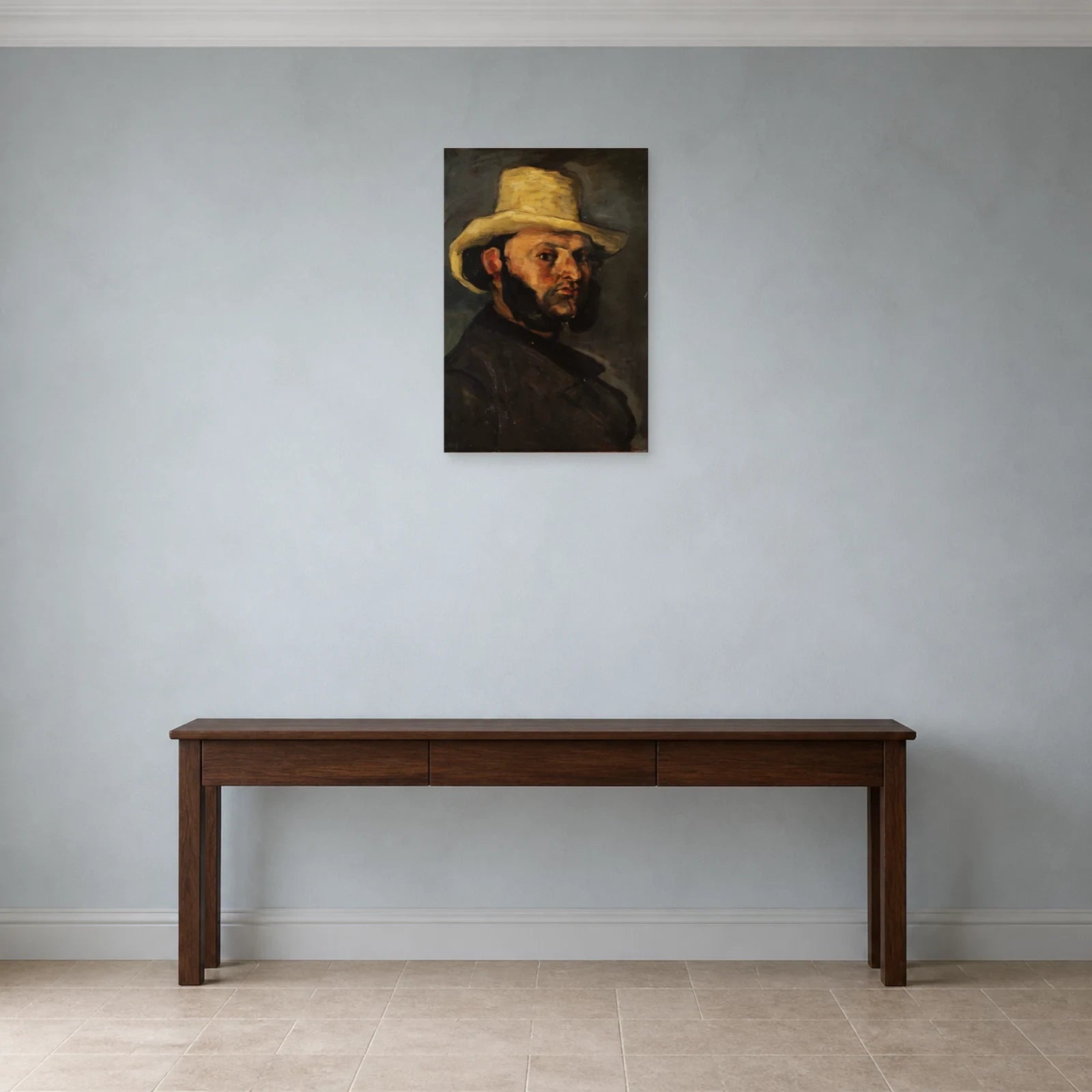 Tableau Gustave Boyer au chapeau de paille – Paul Cézanne dans une entrée ou un couloir - Art Virtuoso