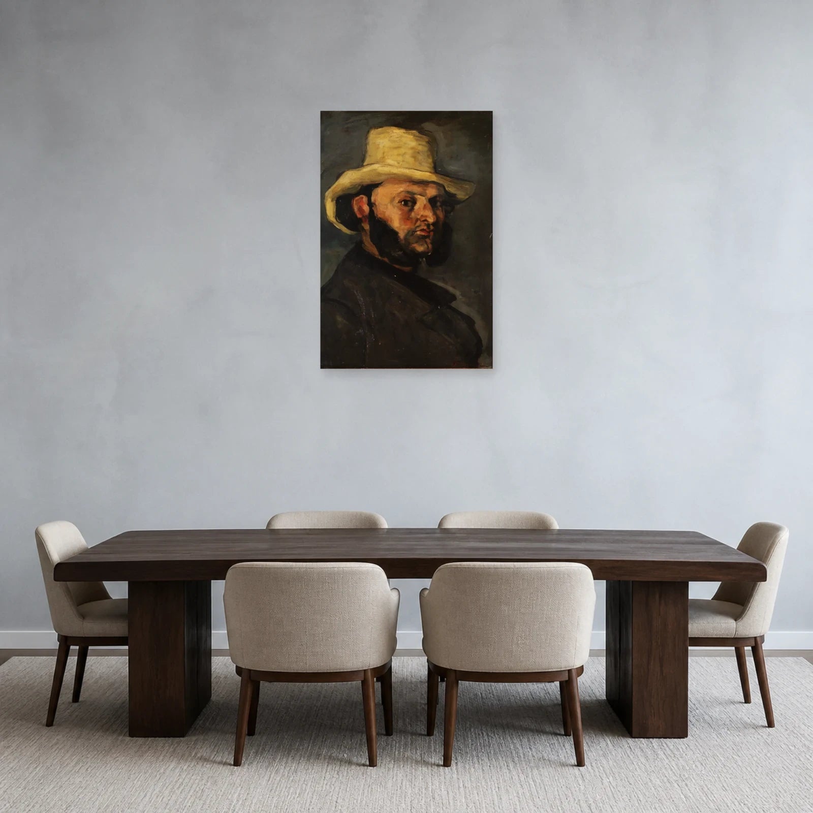 Tableau Gustave Boyer au chapeau de paille – Paul Cézanne dans une salle à manger - Art Virtuoso