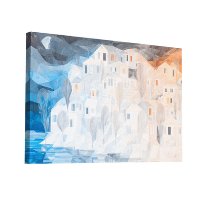 Product Hero 3D WebP Tableau Village blanc sous la lune arctique - Art Virtuoso
