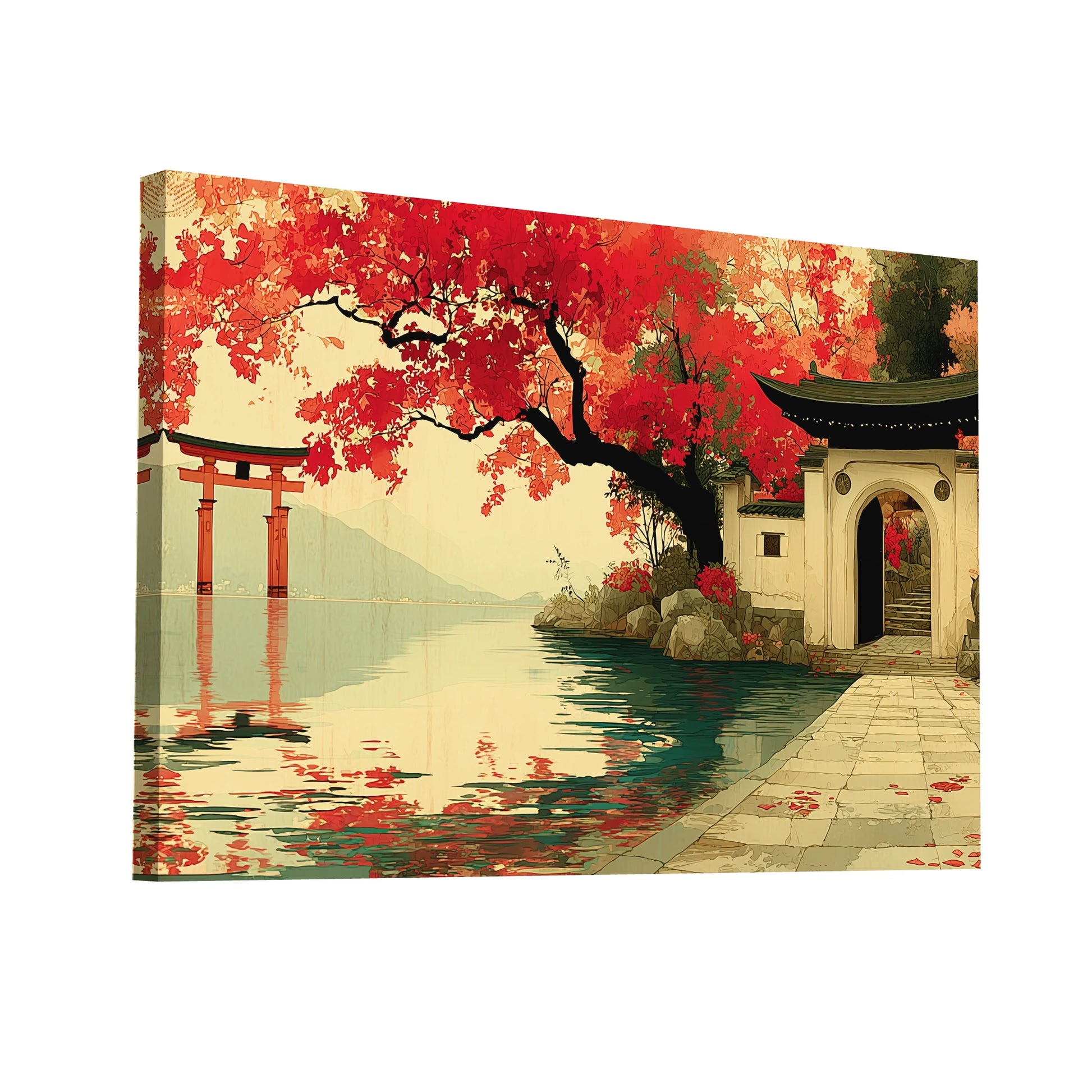 Product Hero 3D WebP Tableau Hiroshima – Torii Rouge au Miroir des Érables - Art Virtuoso