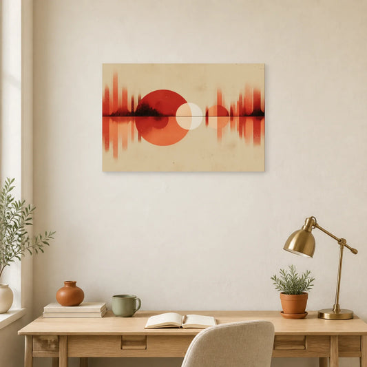 Tableau Horizon Marin Abstrait Terracotta 1 dans un bureau - Art Virtuoso