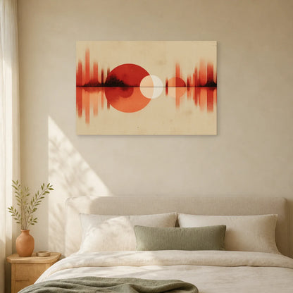 Tableau Horizon Marin Abstrait Terracotta 1 dans une chambre - Art Virtuoso
