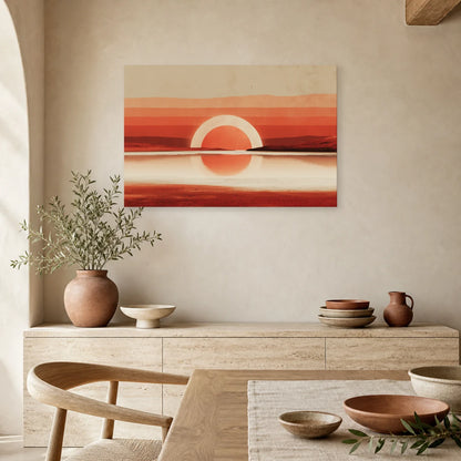 Tableau Horizon Marin Abstrait Terracotta 2 dans une cuisine - Art Virtuoso