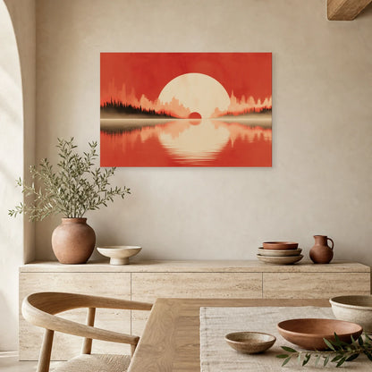 Tableau Horizon Marin Abstrait Terracotta 3 dans une cuisine - Art Virtuoso