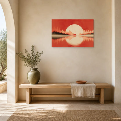 Tableau Horizon Marin Abstrait Terracotta 3 dans une entree ou un couloir - Art Virtuoso