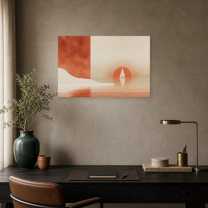 Tableau Horizon Marin Terracotta dans un bureau - Art Virtuoso