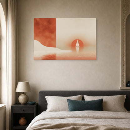 Tableau Horizon Marin Terracotta dans une chambre - Art Virtuoso