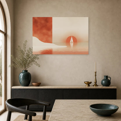 Tableau Horizon Marin Terracotta dans une cuisine - Art Virtuoso