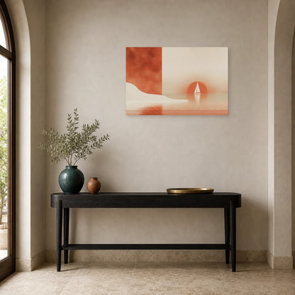 Tableau Horizon Marin Terracotta dans une entree ou un couloir - Art Virtuoso